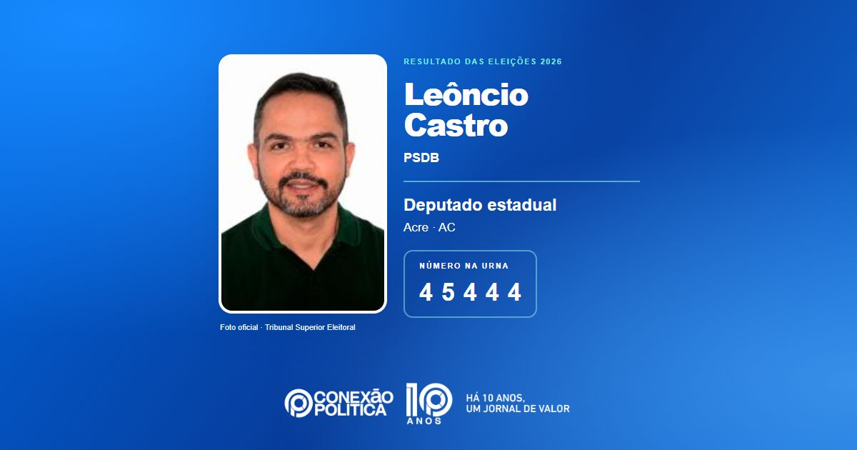 Foto oficial de Deputado Estadual — Eleições 2026: Leôncio Castro, do PSDB, é eleito deputado estadual no AC com 4.933 votos