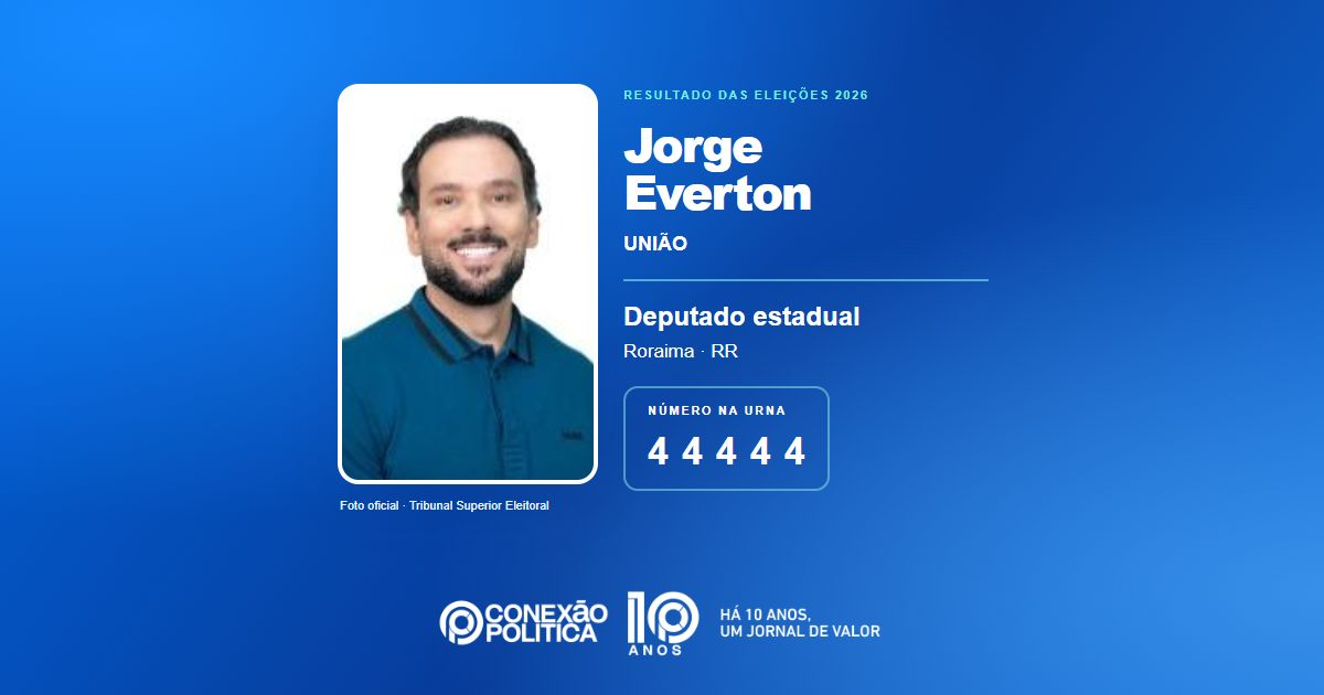 Foto oficial de Deputado Estadual — Eleições 2026: Jorge Everton, do UNIÃO, é eleito deputado estadual em RR com 10.866 votos