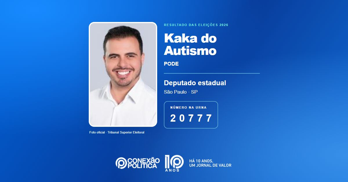 Foto oficial de Deputado Estadual — Eleições 2026: Kaka do Autismo, do PODE, é eleito deputado estadual em SP com 74.365 votos
