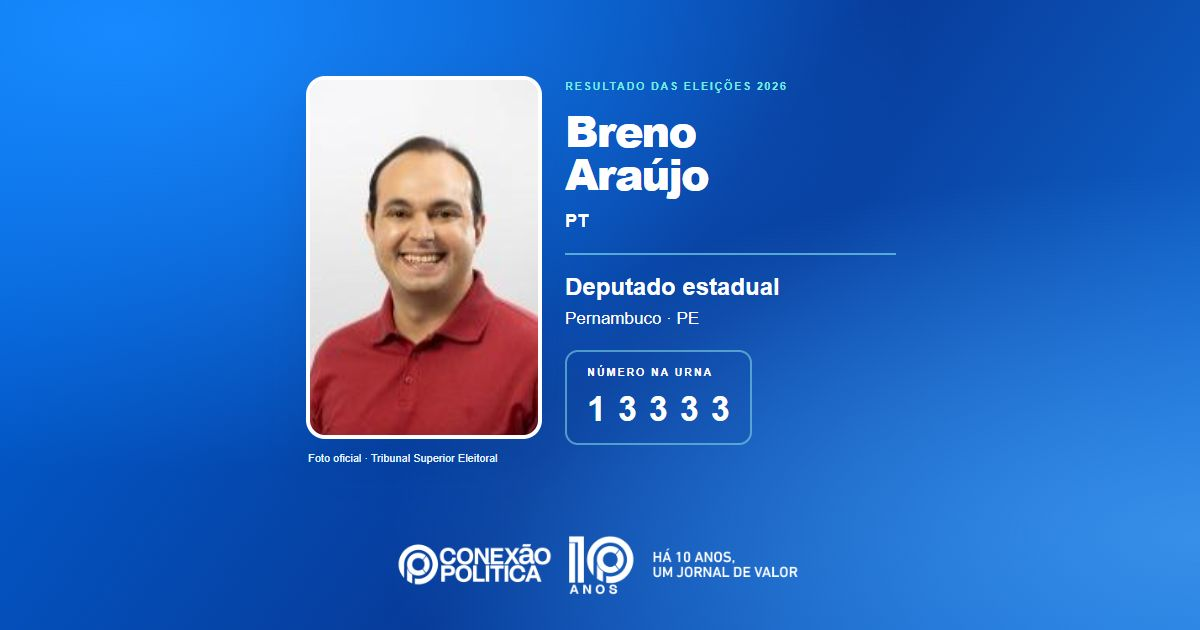 Foto oficial de Deputado Estadual — Eleições 2026: Breno Araújo, do PT, é eleito deputado estadual em PE com 47.722 votos