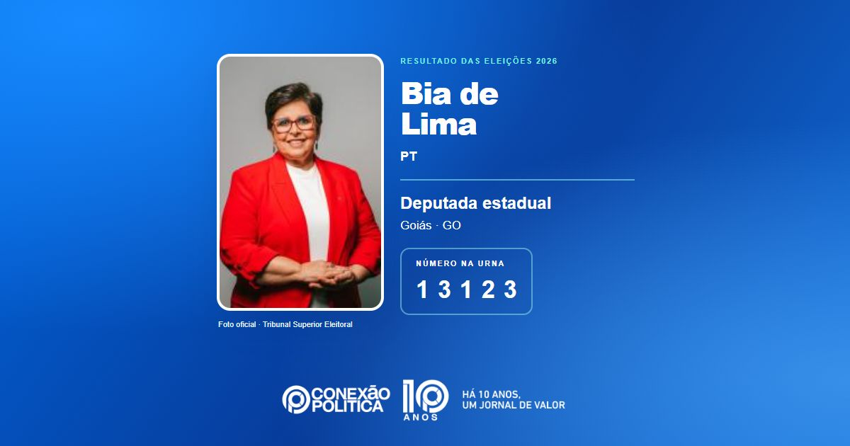 Foto oficial de Deputado Estadual — Eleições 2026: Bia de Lima, do PT, é eleita deputada estadual em GO com 42.980 votos