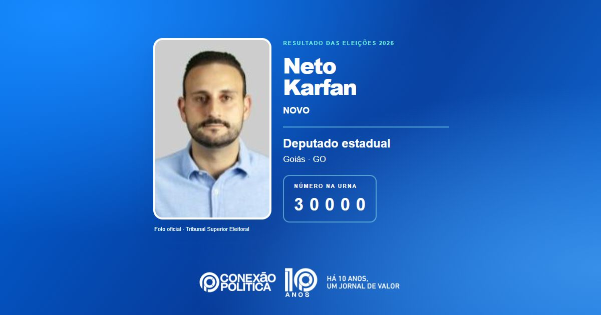 Foto oficial de Deputado Estadual — Eleições 2026: Neto Karfan, do NOVO, é eleito deputado estadual em GO com 18.628 votos