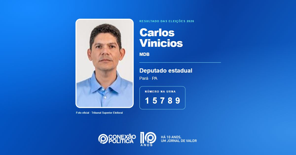 Foto oficial de Deputado Estadual — Eleições 2026: Carlos Vinicios, do MDB, é eleito deputado estadual no PA com 53.090 votos