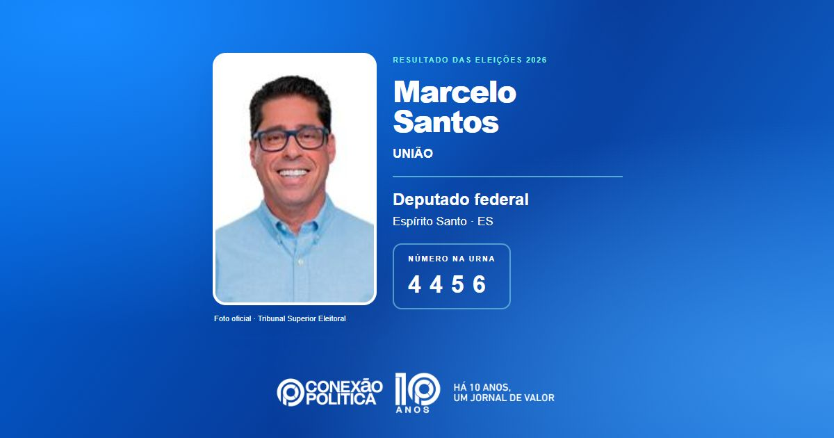 Foto oficial de Deputado Federal — Eleições 2026: Marcelo Santos, do UNIÃO, é eleito deputado federal no ES com 82.365 votos