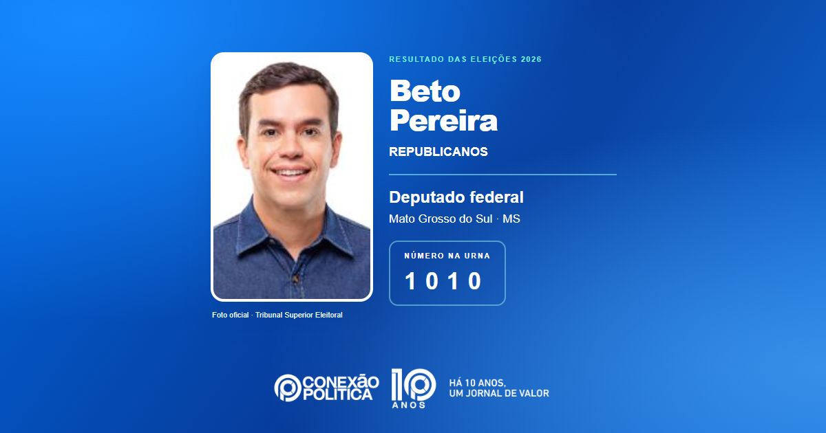 Foto oficial de Deputado Federal — Eleições 2026: Beto Pereira, do REPUBLICANOS, é eleito deputado federal em MS com 77.485 votos