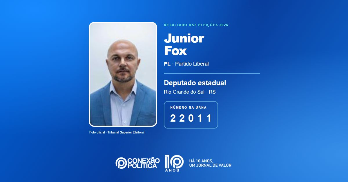 Foto oficial de Deputado Estadual — Eleições 2026: Junior Fox, do PL, é eleito deputado estadual no RS com 26.463 votos