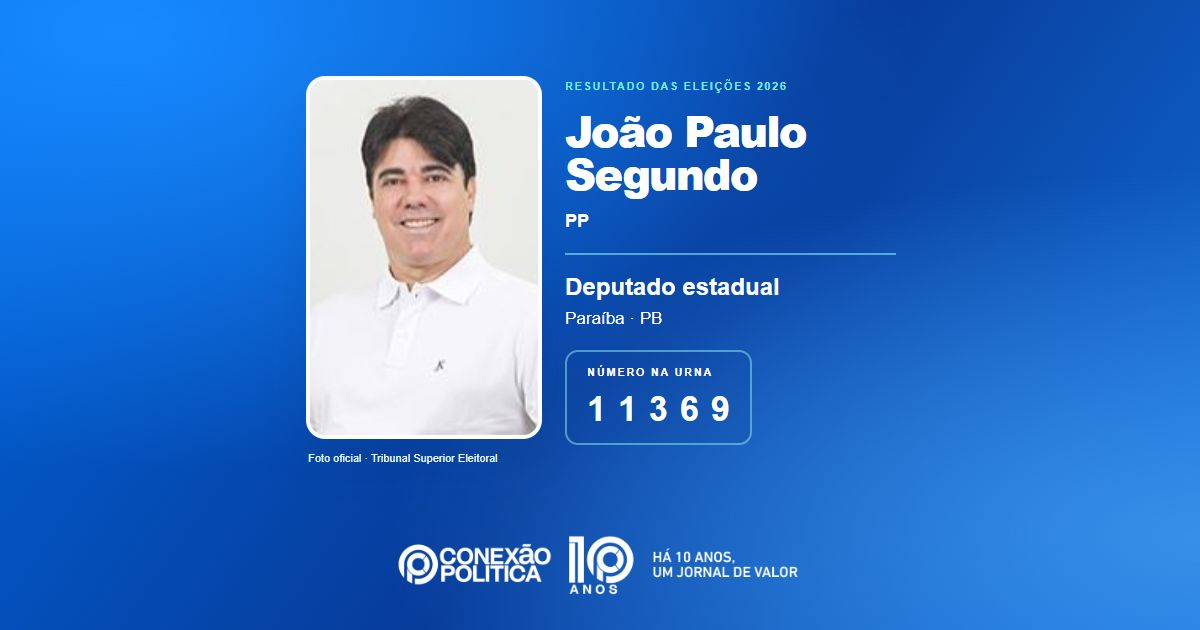 Foto oficial de Deputado Estadual — Eleições 2026: João Paulo Segundo, do PP, é eleito deputado estadual na PB com 47.492 votos