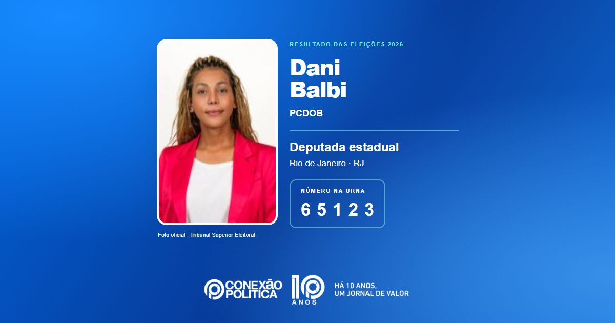 Foto oficial de Deputado Estadual — Eleições 2026: Dani Balbi, do PCDOB, é eleita deputada estadual no RJ com 169.474 votos