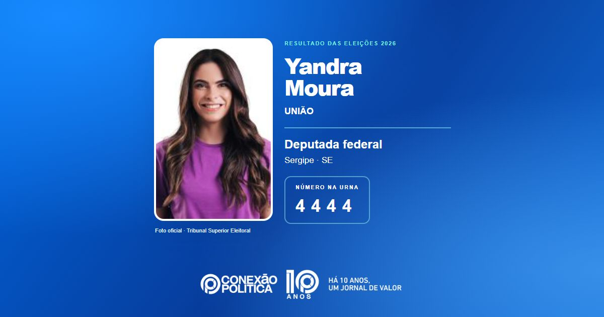 Foto oficial de Deputado Federal — Eleições 2026: Yandra Moura, do UNIÃO, é eleita deputada federal em SE com 115.903 votos