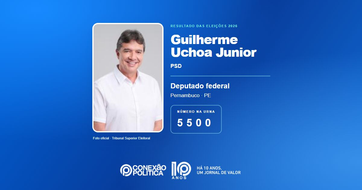 Foto oficial de Deputado Federal — Eleições 2026: Guilherme Uchoa Junior, do PSD, é eleito deputado federal em PE com 98.569 votos