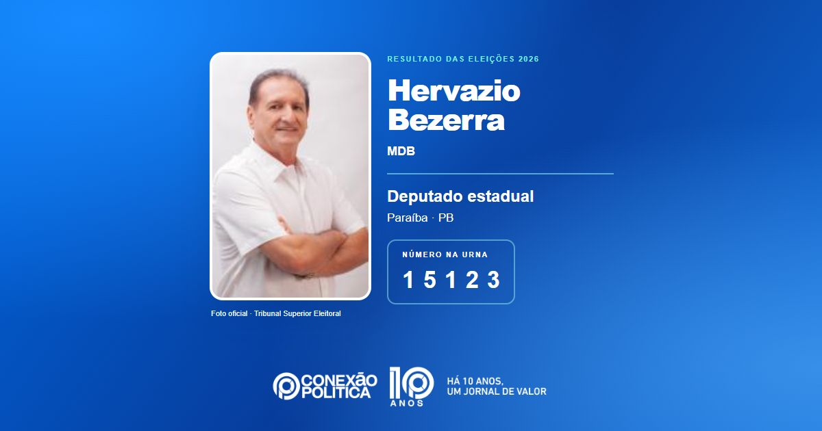 Foto oficial de Deputado Estadual — Eleições 2026: Hervazio Bezerra, do MDB, é eleito deputado estadual na PB com 36.215 votos