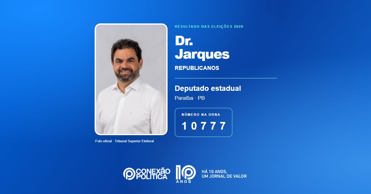Foto oficial de Deputado Estadual — Eleições 2026: Dr. Jarques, do REPUBLICANOS, é eleito deputado estadual na PB com 47.560 votos