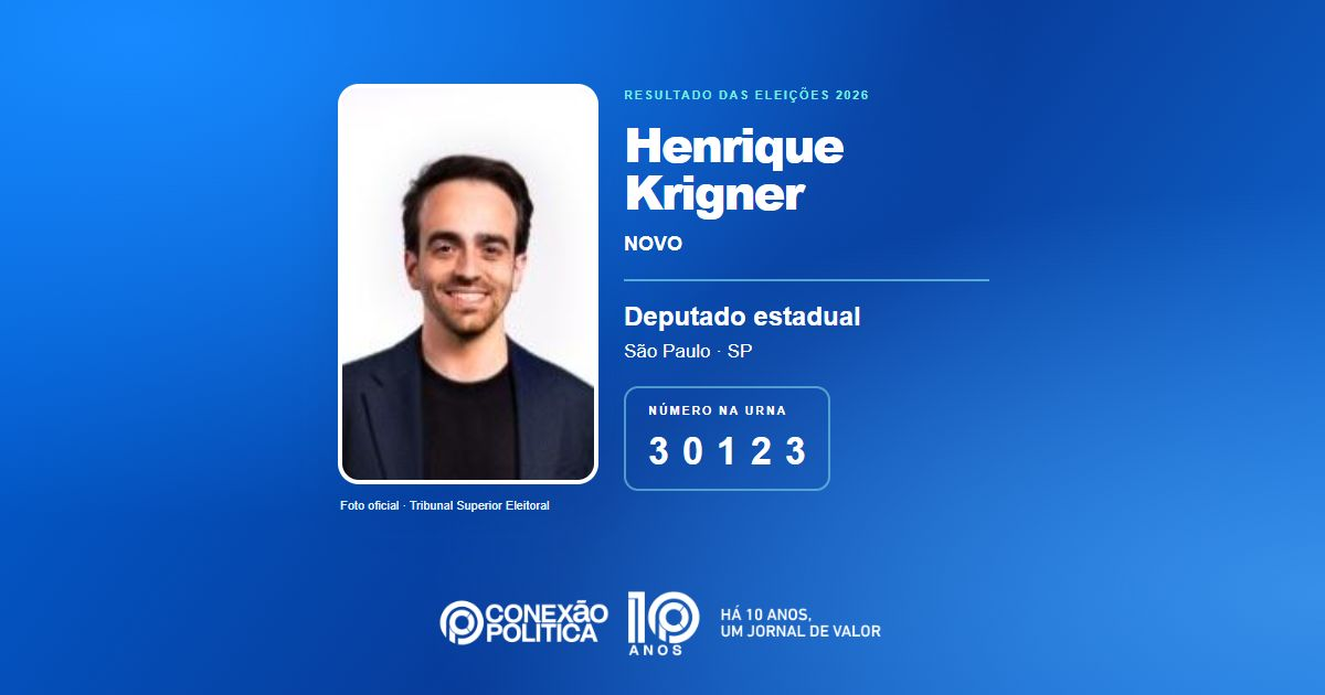 Foto oficial de Deputado Estadual — Eleições 2026: Henrique Krigner, do NOVO, é eleito deputado estadual em SP com 66.512 votos