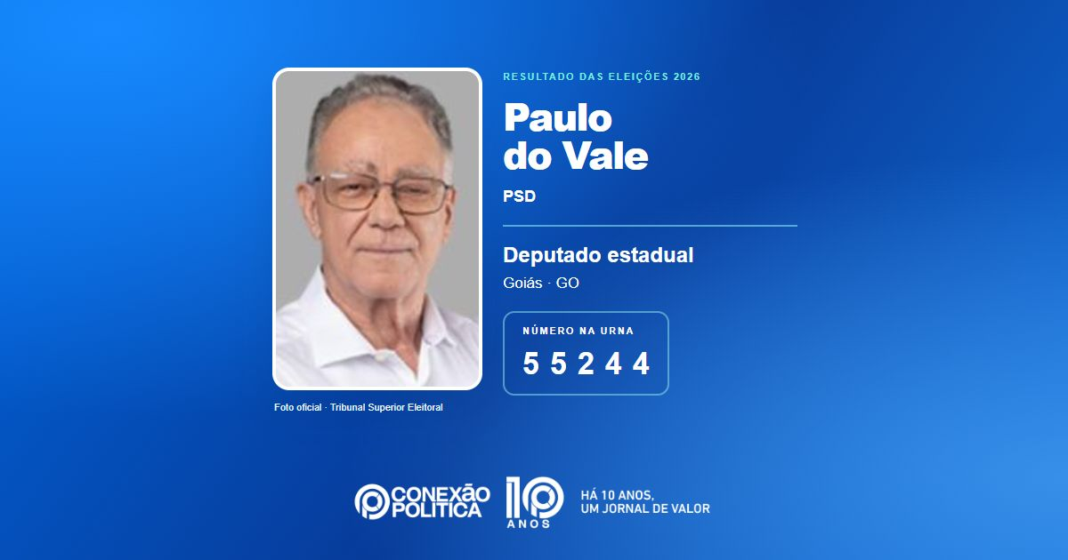 Foto oficial de Deputado Estadual — Eleições 2026: Paulo do Vale, do PSD, é eleito deputado estadual em GO com 72.792 votos
