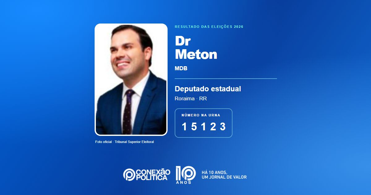 Foto oficial de Deputado Estadual — Eleições 2026: Dr Meton, do MDB, é eleito deputado estadual em RR com 6.061 votos