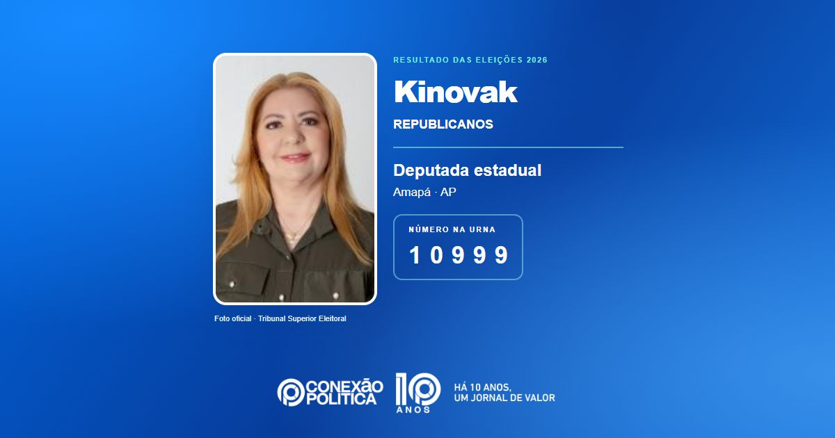 Foto oficial de Deputado Estadual — Eleições 2026: Kinovak, do REPUBLICANOS, é eleita deputada estadual no AP com 9.978 votos
