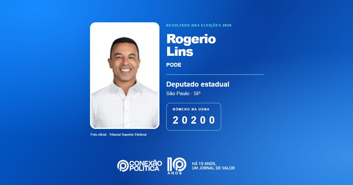 Foto oficial de Deputado Estadual — Eleições 2026: Rogerio Lins, do PODE, é eleito deputado estadual em SP com 229.928 votos