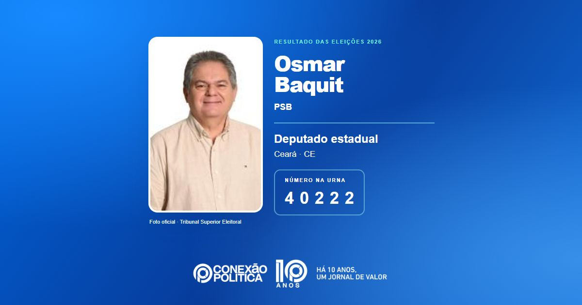 Foto oficial de Deputado Estadual — Eleições 2026: Osmar Baquit, do PSB, é eleito deputado estadual no CE com 90.218 votos