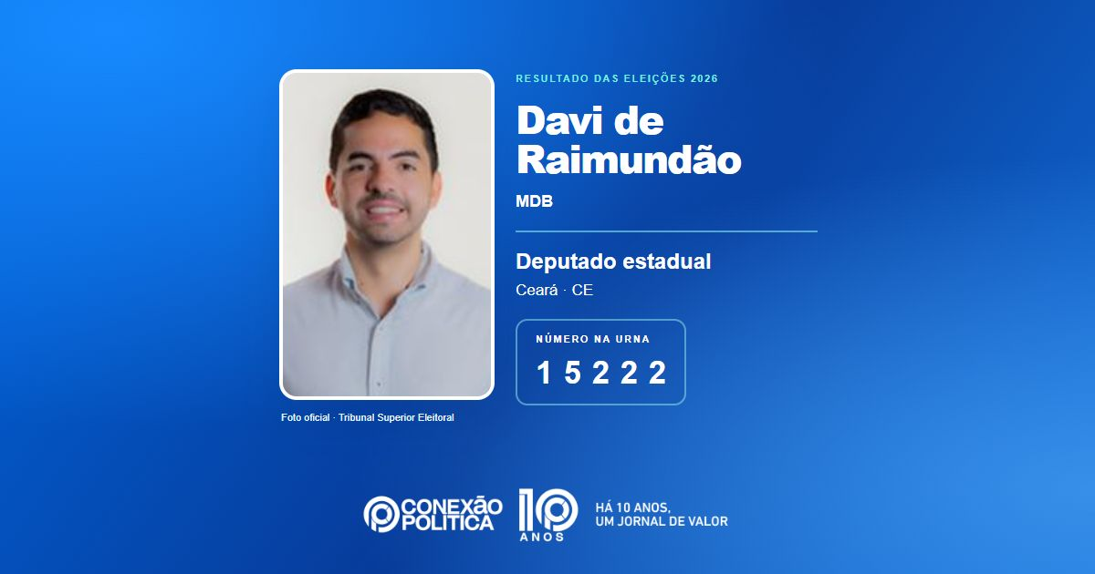Foto oficial de Deputado Estadual — Eleições 2026: Davi de Raimundão, do MDB, é eleito deputado estadual no CE com 95.814 votos