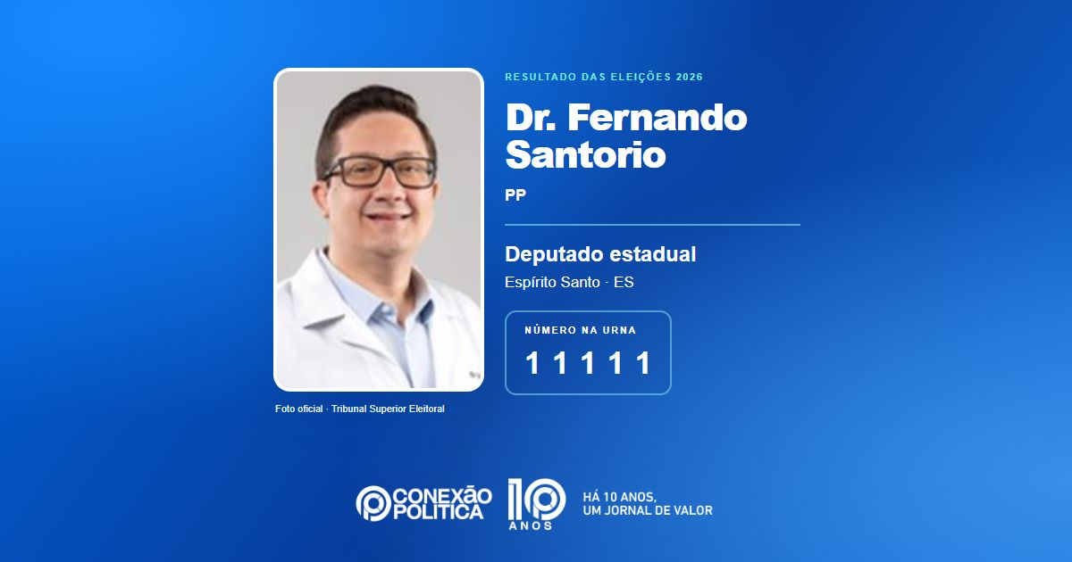Foto oficial de Deputado Estadual — Eleições 2026: Dr. Fernando Santorio, do PP, é eleito deputado estadual no ES com 30.446 votos
