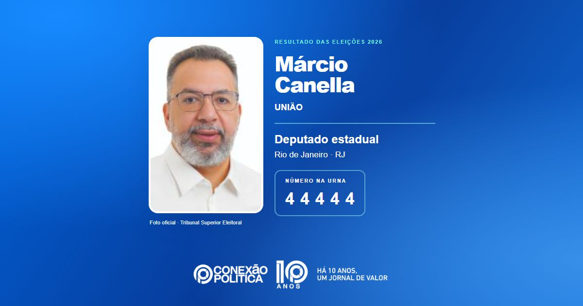 Foto oficial de Deputado Estadual — Eleições 2026: Márcio Canella, do UNIÃO, é eleito deputado estadual no RJ com 197.178 votos