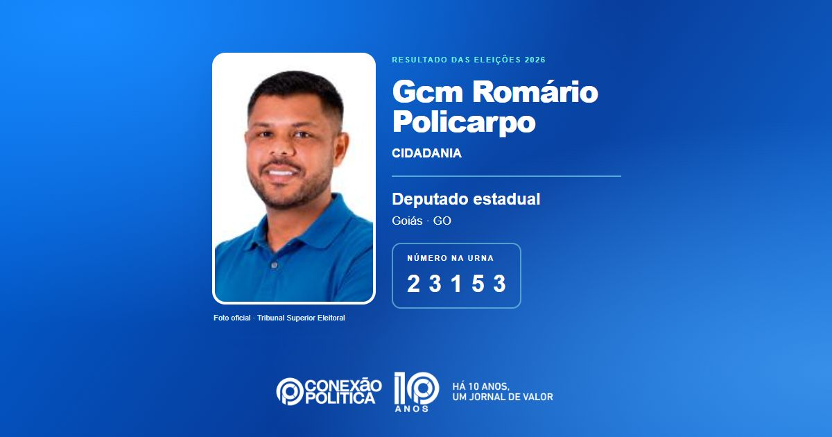 Foto oficial de Deputado Estadual — Eleições 2026: Gcm Romário Policarpo, do CIDADANIA, é eleito deputado estadual em GO com 55.337 votos