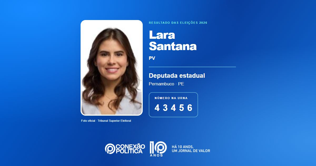 Foto oficial de Deputado Estadual — Eleições 2026: Lara Santana, do PV, é eleita deputada estadual em PE com 104.652 votos