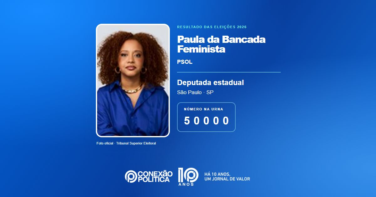 Foto oficial de Deputado Estadual — Eleições 2026: Paula da Bancada Feminista, do PSOL, é eleita deputada estadual em SP com 326.190 votos