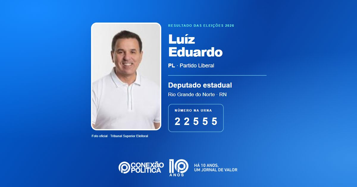Foto oficial de Deputado Estadual — Eleições 2026: Luíz Eduardo, do PL, é eleito deputado estadual no RN com 39.918 votos