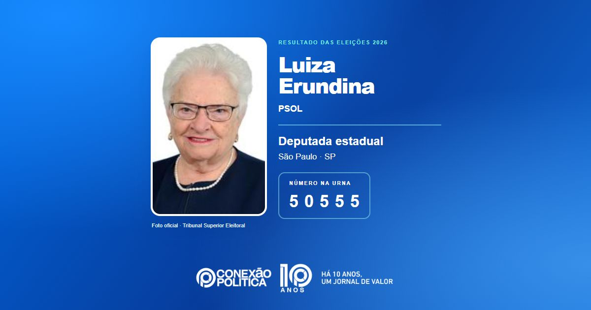 Foto oficial de Deputado Estadual — Eleições 2026: Luiza Erundina, do PSOL, é eleita deputada estadual em SP com 169.567 votos