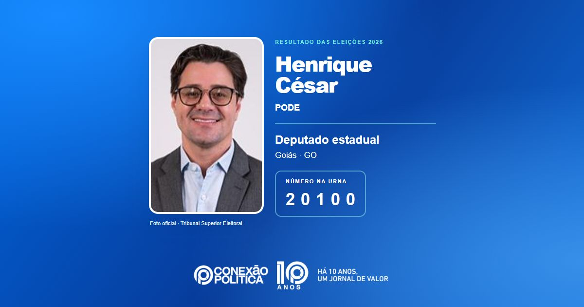 Foto oficial de Deputado Estadual — Eleições 2026: Henrique César, do PODE, é eleito deputado estadual em GO com 32.364 votos