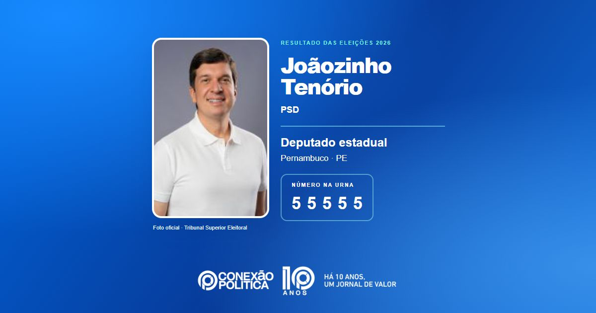 Foto oficial de Deputado Estadual — Eleições 2026: Joãozinho Tenório, do PSD, é eleito deputado estadual em PE com 73.761 votos