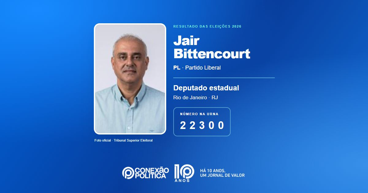 Foto oficial de Deputado Estadual — Eleições 2026: Jair Bittencourt, do PL, é eleito deputado estadual no RJ com 73.722 votos
