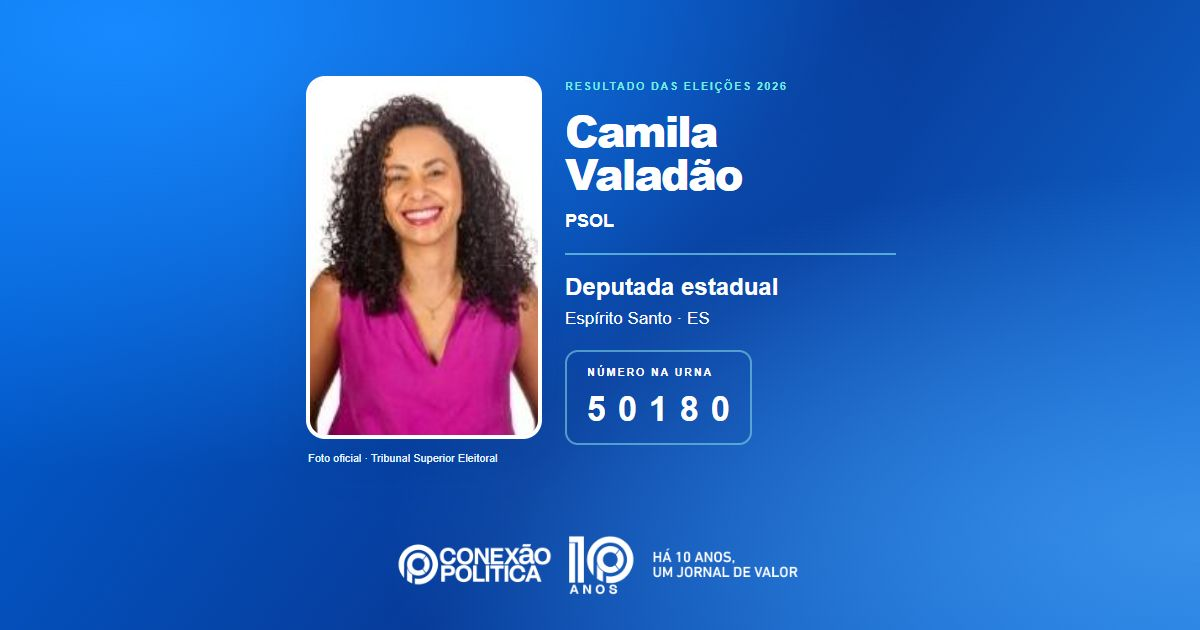 Foto oficial de Deputado Estadual — Eleições 2026: Camila Valadão, do PSOL, é eleita deputada estadual no ES com 61.501 votos