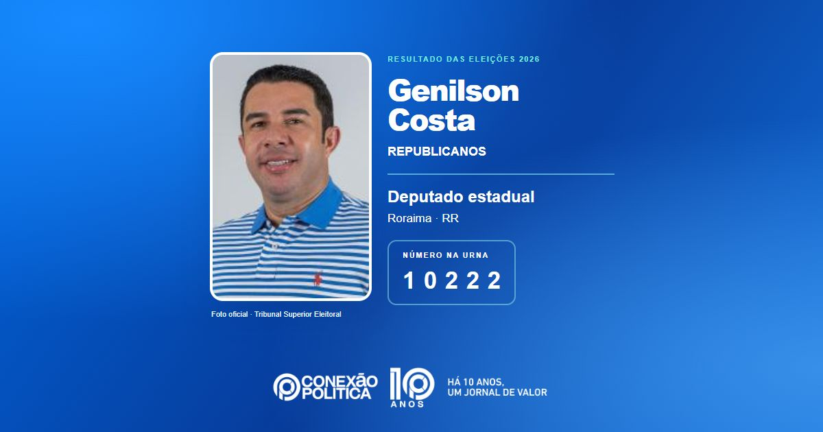Foto oficial de Deputado Estadual — Eleições 2026: Genilson Costa, do REPUBLICANOS, é eleito deputado estadual em RR com 7.707 votos