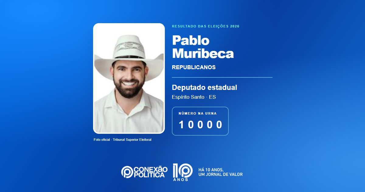 Foto oficial de Deputado Estadual — Eleições 2026: Pablo Muribeca, do REPUBLICANOS, é eleito deputado estadual no ES com 34.251 votos