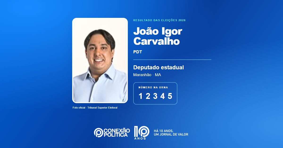 Foto oficial de Deputado Estadual — Eleições 2026: João Igor Carvalho, do PDT, é eleito deputado estadual no MA com 69.440 votos