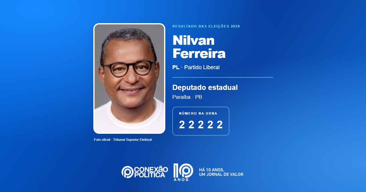 Foto oficial de Deputado Estadual — Eleições 2026: Nilvan Ferreira, do PL, é eleito deputado estadual na PB com 77.089 votos