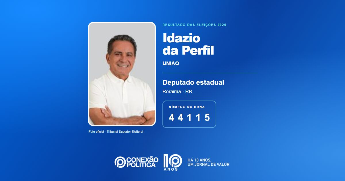 Foto oficial de Deputado Estadual — Eleições 2026: Idazio da Perfil, do UNIÃO, é eleito deputado estadual em RR com 7.343 votos
