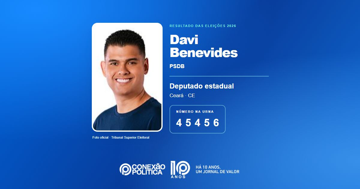 Foto oficial de Deputado Estadual — Eleições 2026: Davi Benevides, do PSDB, é eleito deputado estadual no CE com 38.833 votos