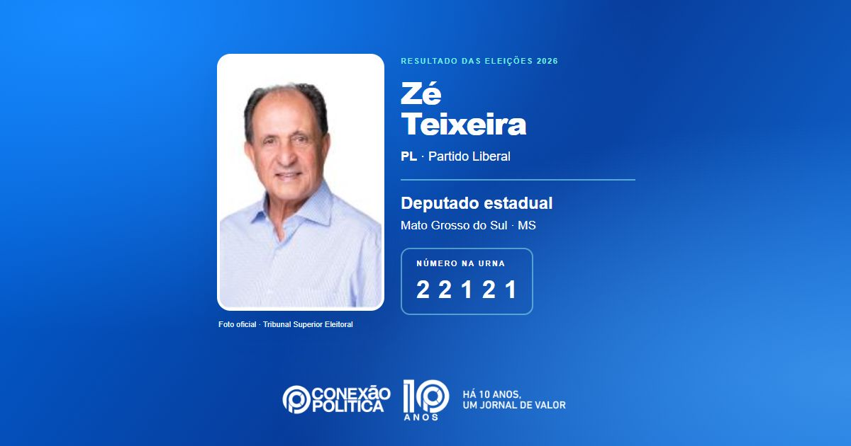 Foto oficial de Deputado Estadual — Eleições 2026: Zé Teixeira, do PL, é eleito deputado estadual em MS com 54.080 votos