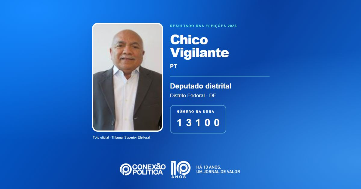 Foto oficial de Deputado Distrital — Eleições 2026: Chico Vigilante, do PT, é eleito deputado distrital no DF com 50.046 votos