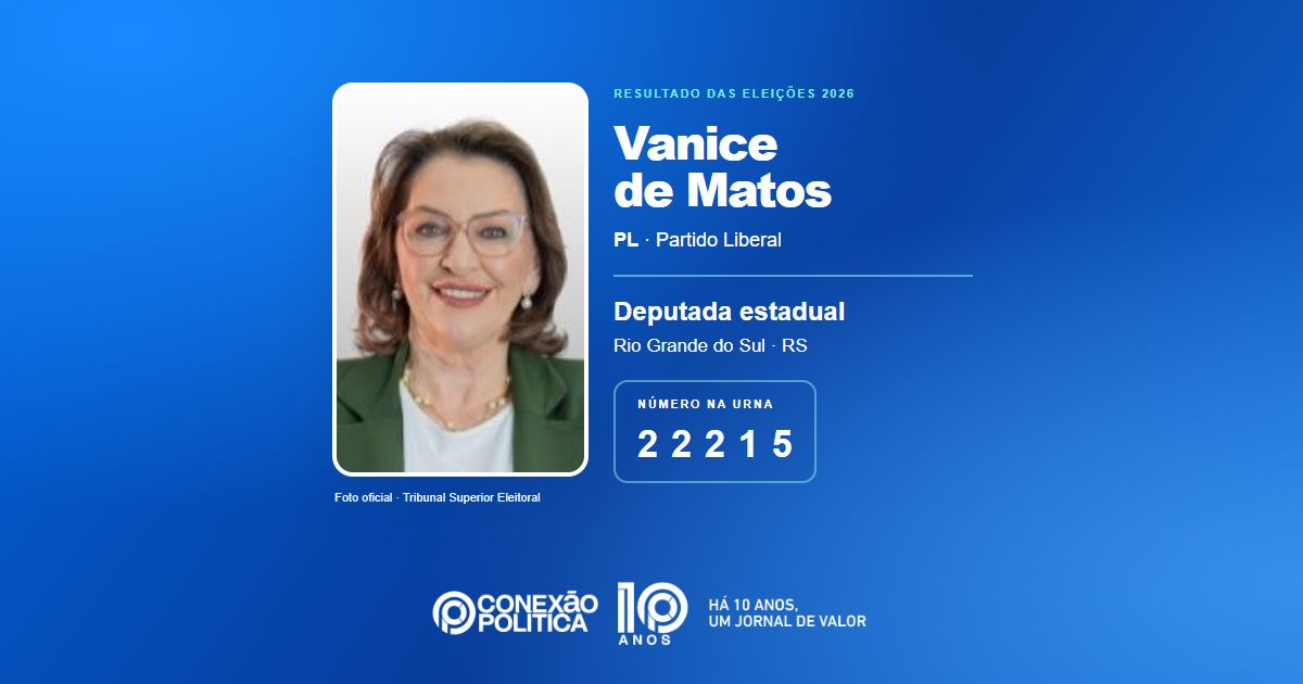 Foto oficial de Deputado Estadual — Eleições 2026: Vanice de Matos, do PL, é eleita deputada estadual no RS com 35.428 votos