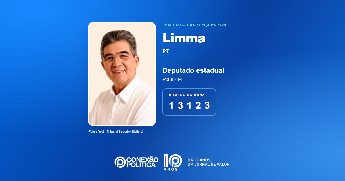Foto oficial de Deputado Estadual — Eleições 2026: Limma, do PT, é eleito deputado estadual no PI com 54.246 votos