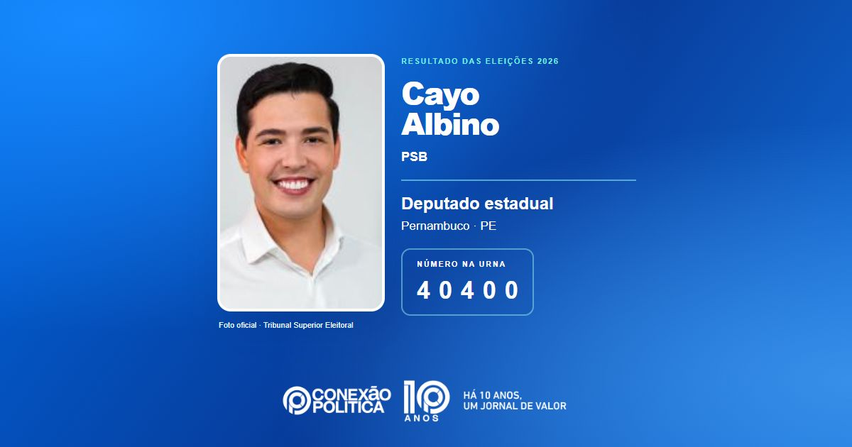 Foto oficial de Deputado Estadual — Eleições 2026: Cayo Albino, do PSB, é eleito deputado estadual em PE com 60.753 votos