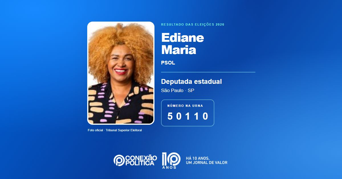 Foto oficial de Deputado Estadual — Eleições 2026: Ediane Maria, do PSOL, é eleita deputada estadual em SP com 170.844 votos