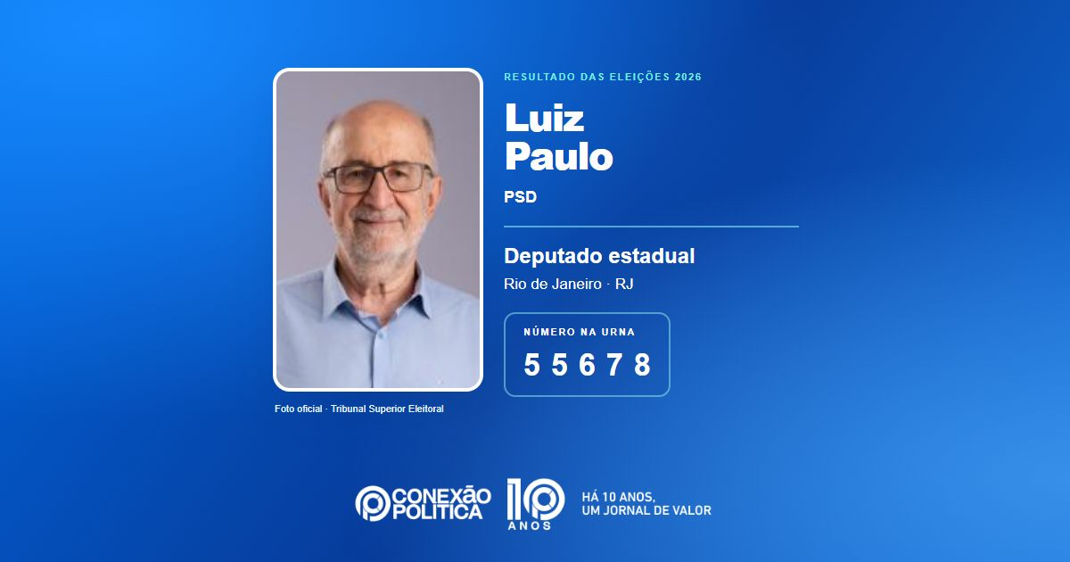 Foto oficial de Deputado Estadual — Eleições 2026: Luiz Paulo, do PSD, é eleito deputado estadual no RJ com 43.720 votos