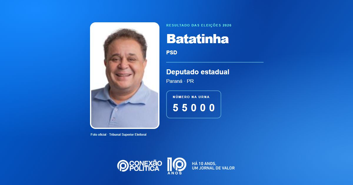 Foto oficial de Deputado Estadual — Eleições 2026: Batatinha, do PSD, é eleito deputado estadual no PR com 46.483 votos