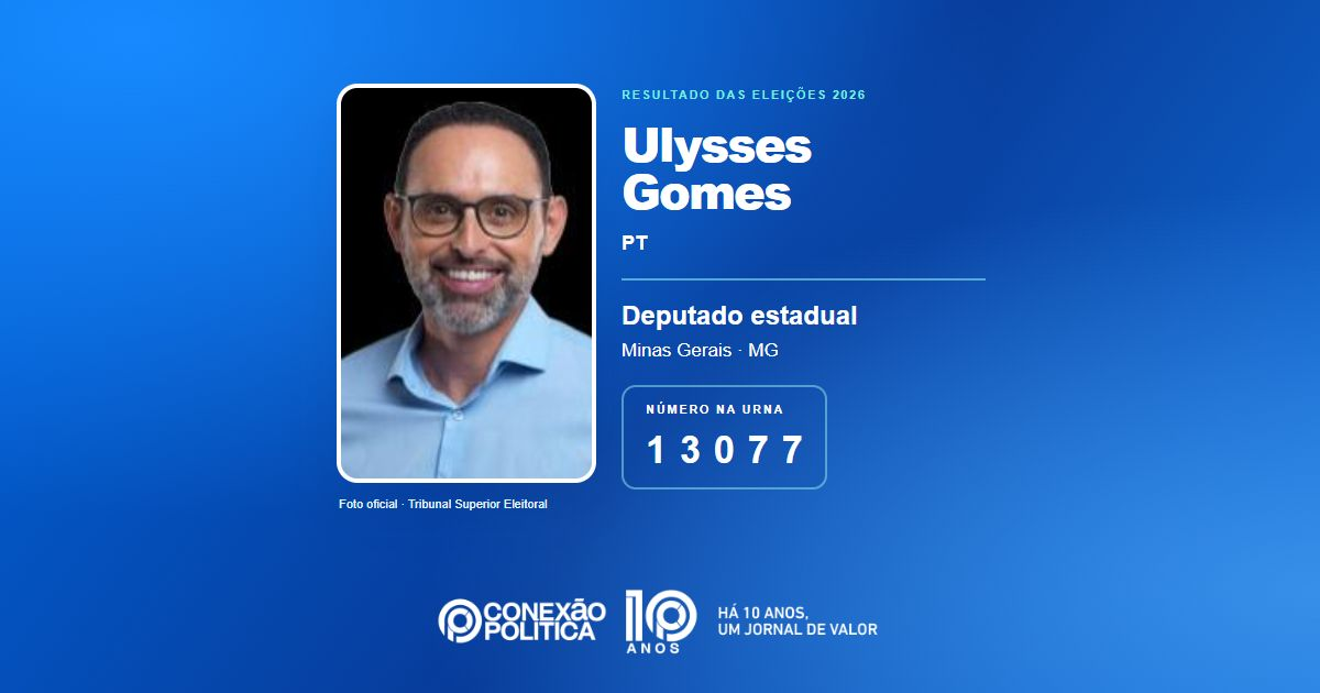 Foto oficial de Deputado Estadual — Eleições 2026: Ulysses Gomes, do PT, é eleito deputado estadual em MG com 77.015 votos