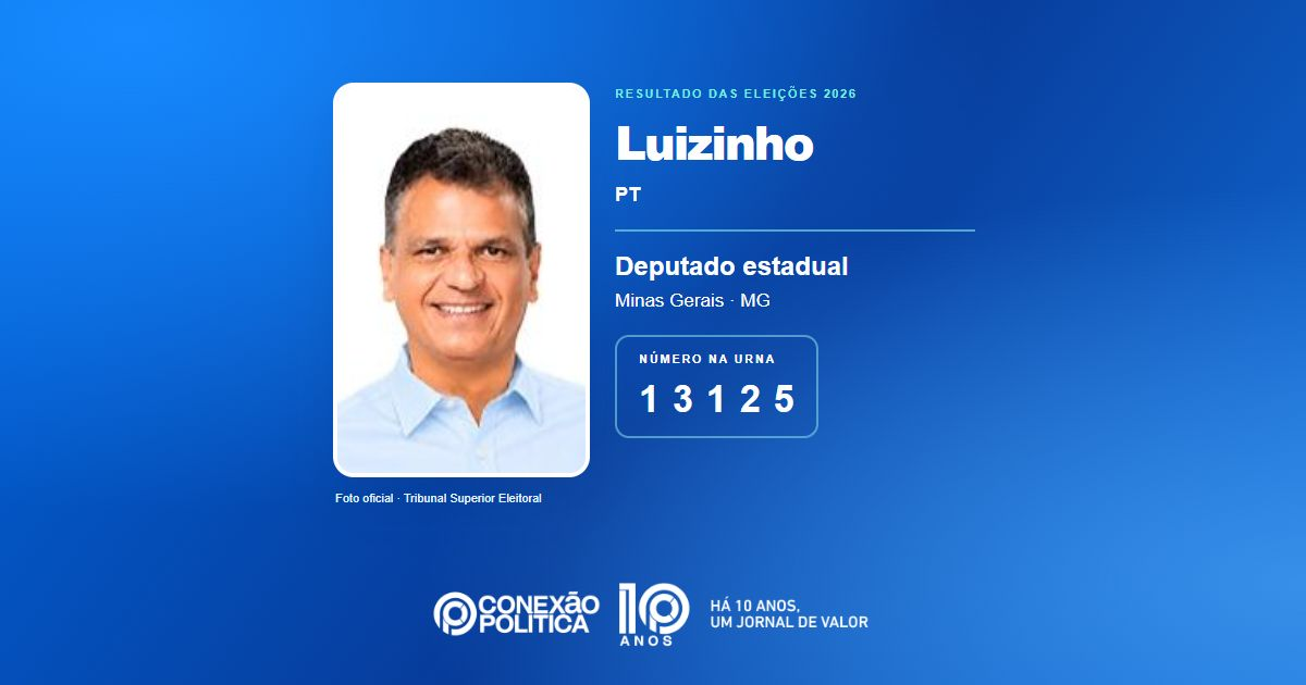 Foto oficial de Deputado Estadual — Eleições 2026: Luizinho, do PT, é eleito deputado estadual em MG com 53.586 votos